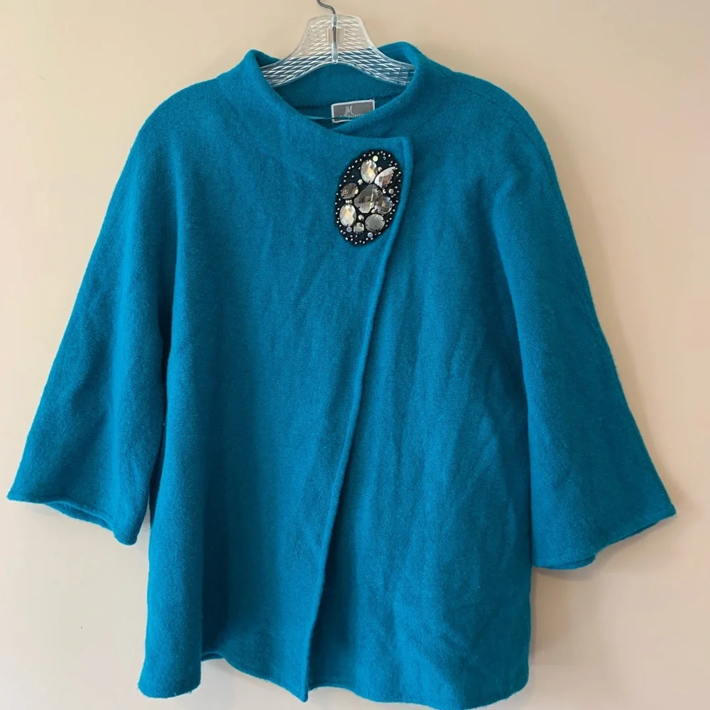 JM Collection Wool Cardigan - Picture 1 of 7